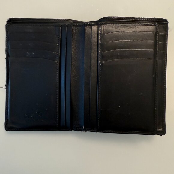 🖤 Montblanc Men’s Black Leather Trifold Wallet | Vintage Textured Design 🖤 - Picture 2 of 6